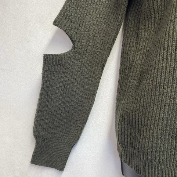 Ruby Moon Ribbed Knit Cut-Out Sleeves & Neck Pullover Sweater Women Small Green - Picture 9 of 14